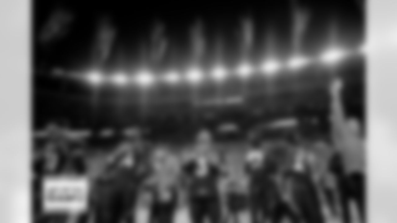 Denver Broncos wide receiver Courtland Sutton (14), quarterback Russell Wilson (3), safety JL Skinner (34), wide receiver Jerry Jeudy (10) and others during the national anthem before the Broncos' Week 11 game against the Minnesota Vikings at Empower Field at Mile High in Denver, Colorado on November 19, 2023. Photo by Ben Swanson / Denver Broncos