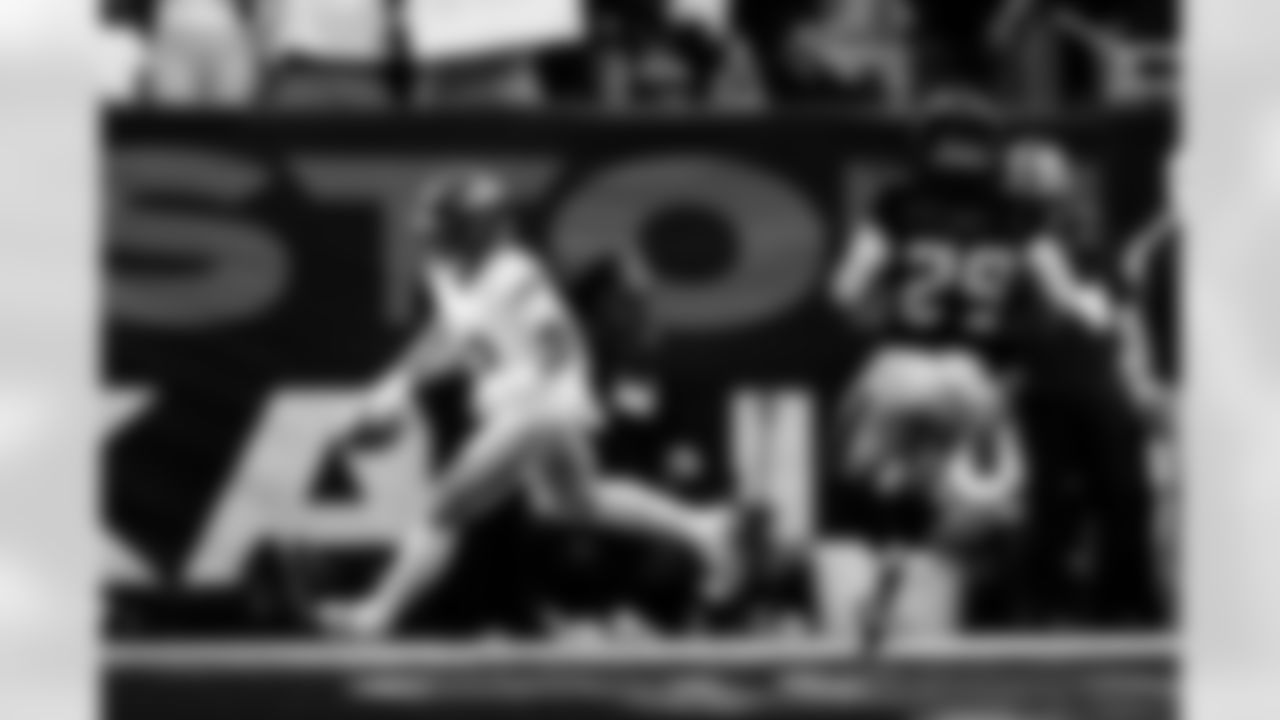 Denver Broncos running back RJ Harvey (12) scores a touchdown during the Broncos' Week 9 game against the Houston Texans at NRG Stadium in Houston, Texas on November 2, 2025. Photo by Gabriel Christus / Denver Broncos