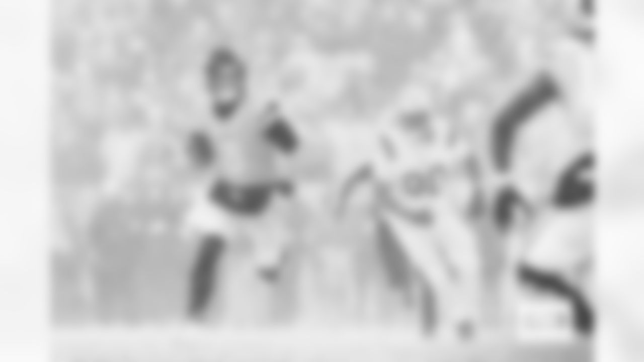 Denver Broncos quarterback Jarrett Stidham (8) runs with the ball during the AFC Championship Game between the Denver Broncos and New England Patriots at Empower Field at Mile High in Denver, Colorado on January 25, 2026. Photo by Ben Swanson / Denver Broncos