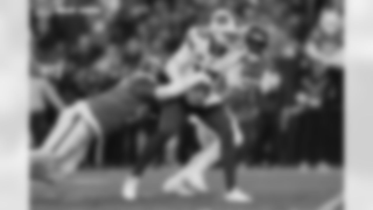Malcolm Roach during the Broncos' Divisional Round playoff game against the Buffalo Bills at Empower Field at Mile High in Denver, Colorado on January 17, 2026. Photo by Ben Swanson / Denver Broncos