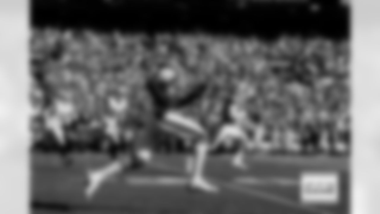 Pat Surtain II returns an interception for a touchdown during the Broncos' Week 5 game against the Las Vegas Raiders at Empower Field at Mile High in Denver, Colorado on October 6, 2024. Photo by Gabriel Christus / Denver Broncos