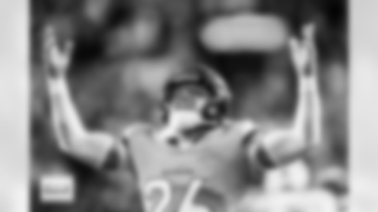 Denver Broncos defensive back Devon Key (26) celebrates a tackle on a kickoff return during the Broncos' Divisional Round playoff game against the Buffalo Bills at Empower Field at Mile High in Denver, Colorado on January 17, 2026. Photo by Gavin Liddell / Denver Broncos