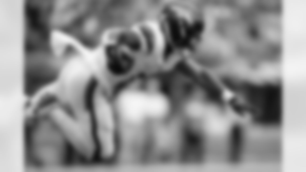 Denver Broncos running back RJ Harvey (12) goes airborne as he runs with the ball during the Broncos' Week 3 game against the Los Angeles Chargers at SoFi Stadium in Inglewood, California on September 21, 2025. Photo by Ben Swanson / Denver Broncos