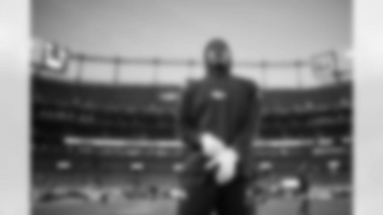 Lil'Jordan Humphrey before the Broncos' Week 13 game against the Cleveland Browns at Empower Field at Mile High in Denver, Colorado on December 2, 2024. Photo by Gabriel Christus / Denver Broncos