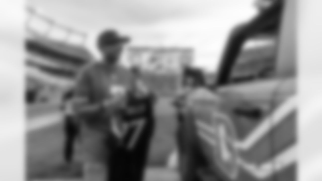 The winner of the Ford Bronco giveaway at halftime during the Broncos' Week 18 game against the Los Angeles Chargers at Empower Field at Mile High in Denver, Colorado on January 4, 2026. Photo by Gavin Liddell / Denver Broncos