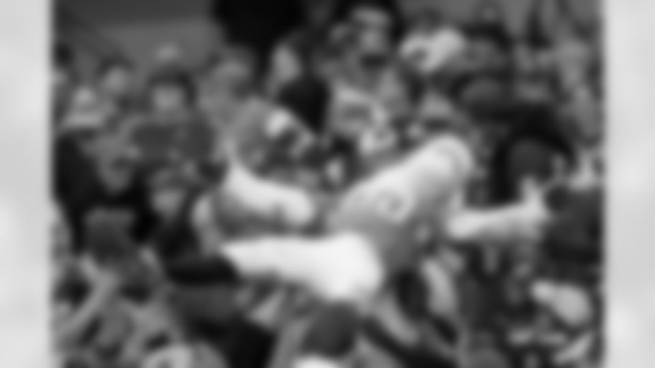 Miles the Mascot crowd surfs during the Broncos' Week 15 game against the Green Bay Packers at Empower Field at Mile High in Denver, Colorado on December 14, 2025. Photo by Gabriel Christus / Denver Broncos