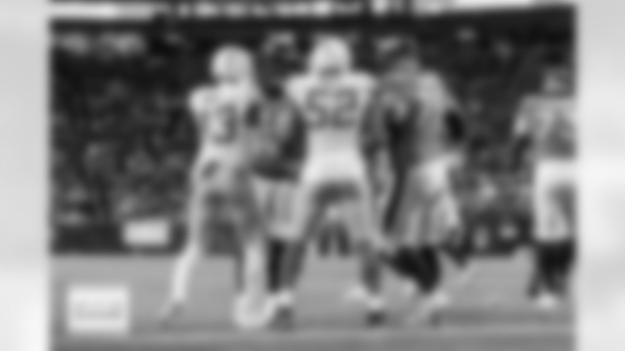 Chris Manhertz, Quinn Bailey during the Broncos' Week 17 game against the Los Angeles Chargers at Empower Field at Mile High in Denver, Colorado on December 31, 2023. Photo by Nicole Pennetta / Denver Broncos