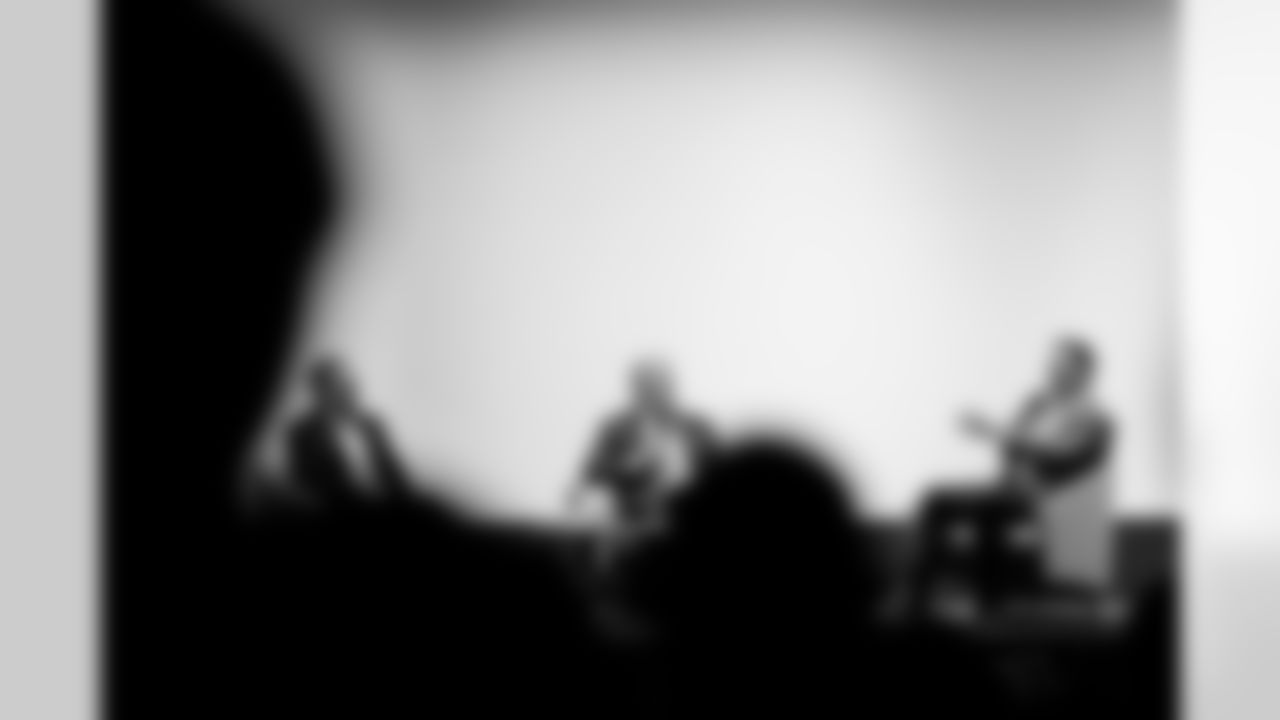 John Elway and director Ken Rodgers take part in a Q&A moderated by Michael Spencer at the movie premiere for the Netflix documentary "Elway" at the Ellie Caulkins Opera House in Denver, Colorado on November 8, 2025. Photo by Ben Swanson / Denver Broncos