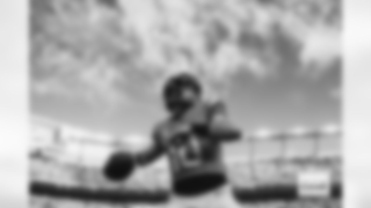 Denver Broncos quarterback Bo Nix (10) warms up before the Broncos' Week 15 game against the Green Bay Packers at Empower Field at Mile High in Denver, Colorado on December 14, 2025. Photo by Ben Swanson / Denver Broncos