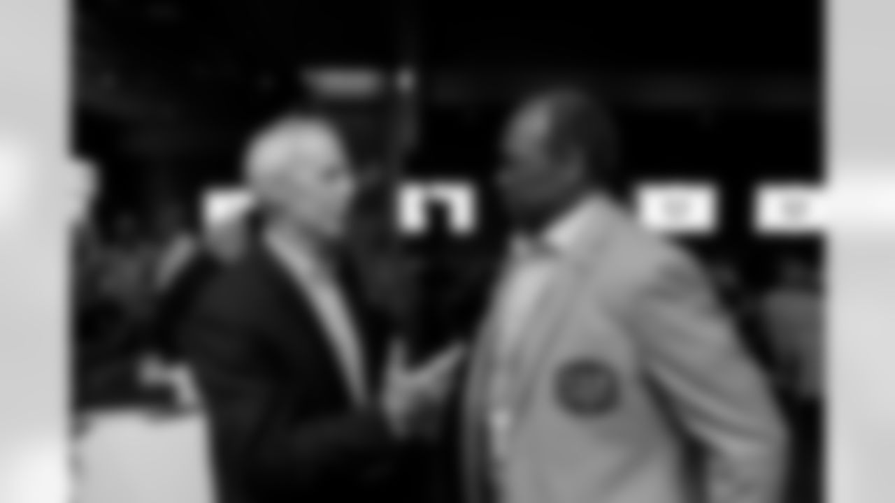 Billy Van Heusen and Billy Thompson during an Alumni Weekend reception and Ring of Fame ceremony to practice at Empower Field at Mile High in Denver, Colorado on October 5, 2024. Photo by Gabriel Christus / Denver Broncos