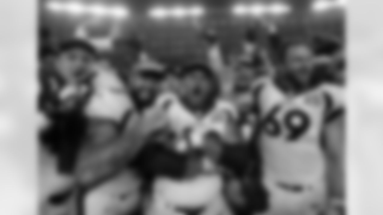 The Denver Broncos players celebrate after the NFL Super Bowl 50 football game against the Carolina Panthers Sunday, Feb. 7, 2016, in Santa Clara, Calif. The Broncos won 24-10. (AP Photo/Gregory Bull)