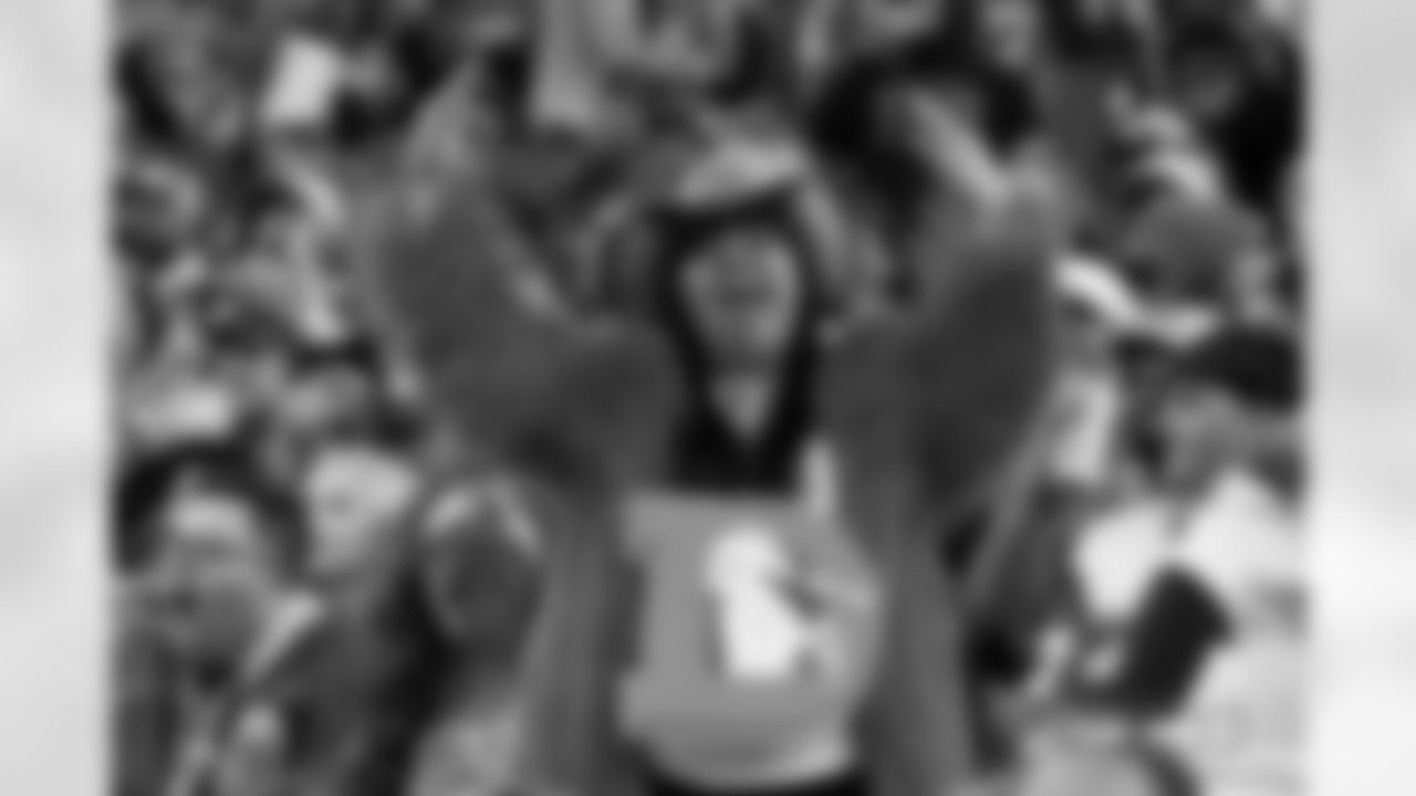 A Denver Broncos fan with a furry coat and giant chain during the Broncos' Week 18 game against the Los Angeles Chargers at Empower Field at Mile High in Denver, Colorado on January 4, 2026. Photo by Gavin Liddell / Denver Broncos