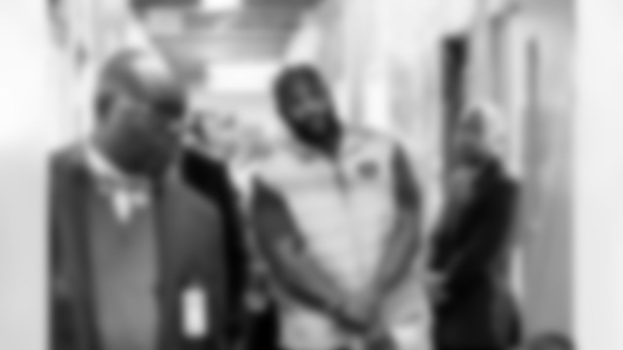 Jurrell Casey during a visit to the Arkansas Valley Correctional Facility in Ordway, Colorado on October 14, 2025. In partnership with the Vera Institute of Justice, the Denver Broncos Foundation toured ChangeMakers Village (a Restoring Promise Unit).Photo by Gabriel Christus / Denver Broncos