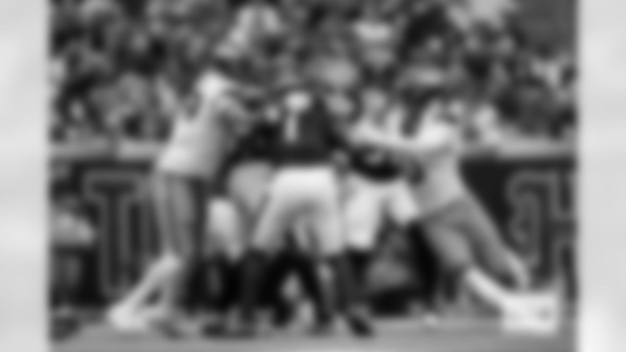 Denver Broncos defensive end Zach Allen (99) sacks Houston Texans quarterback C.J. Stroud (7) during the Broncos' Week 9 game against the Houston Texans at NRG Stadium in Houston, Texas on November 2, 2025. Photo by Gabriel Christus / Denver Broncos