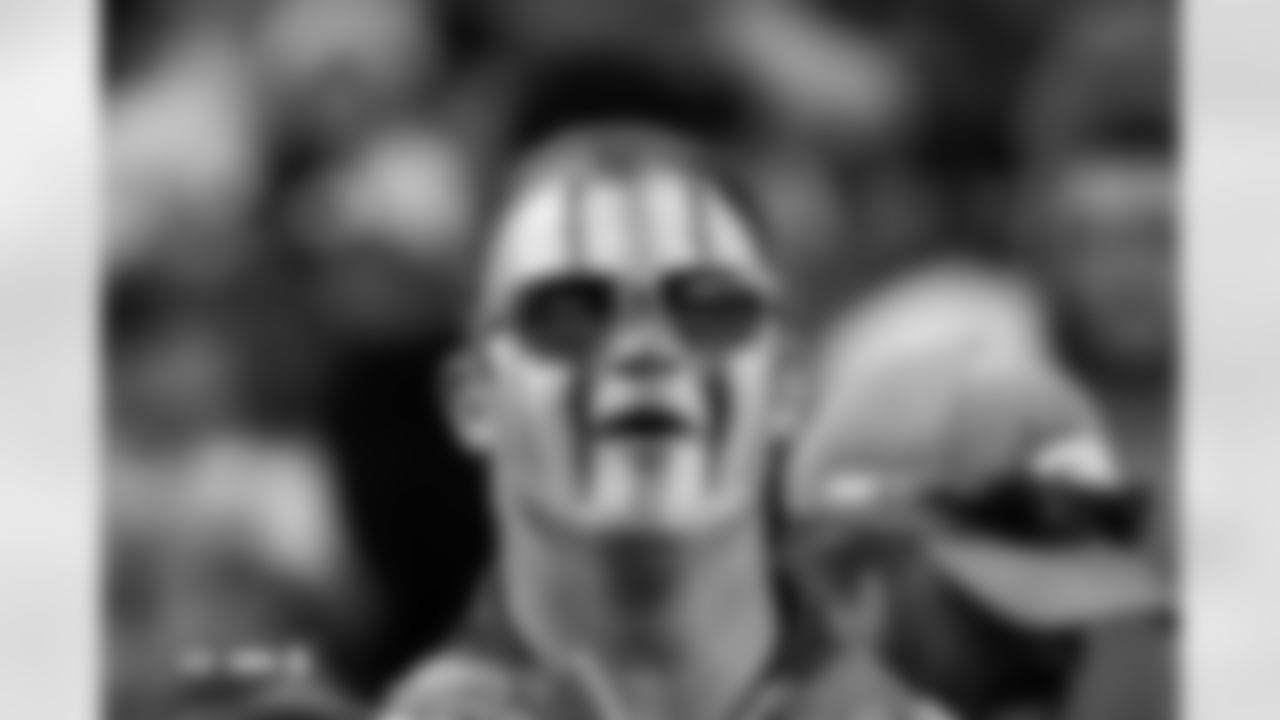 A Denver Broncos fan with face paint during the Broncos' Week 10 game against the Las Vegas Raiders at Empower Field at Mile High in Denver, Colorado on November 6, 2025. Photo by Gavin Liddell / Denver Broncos