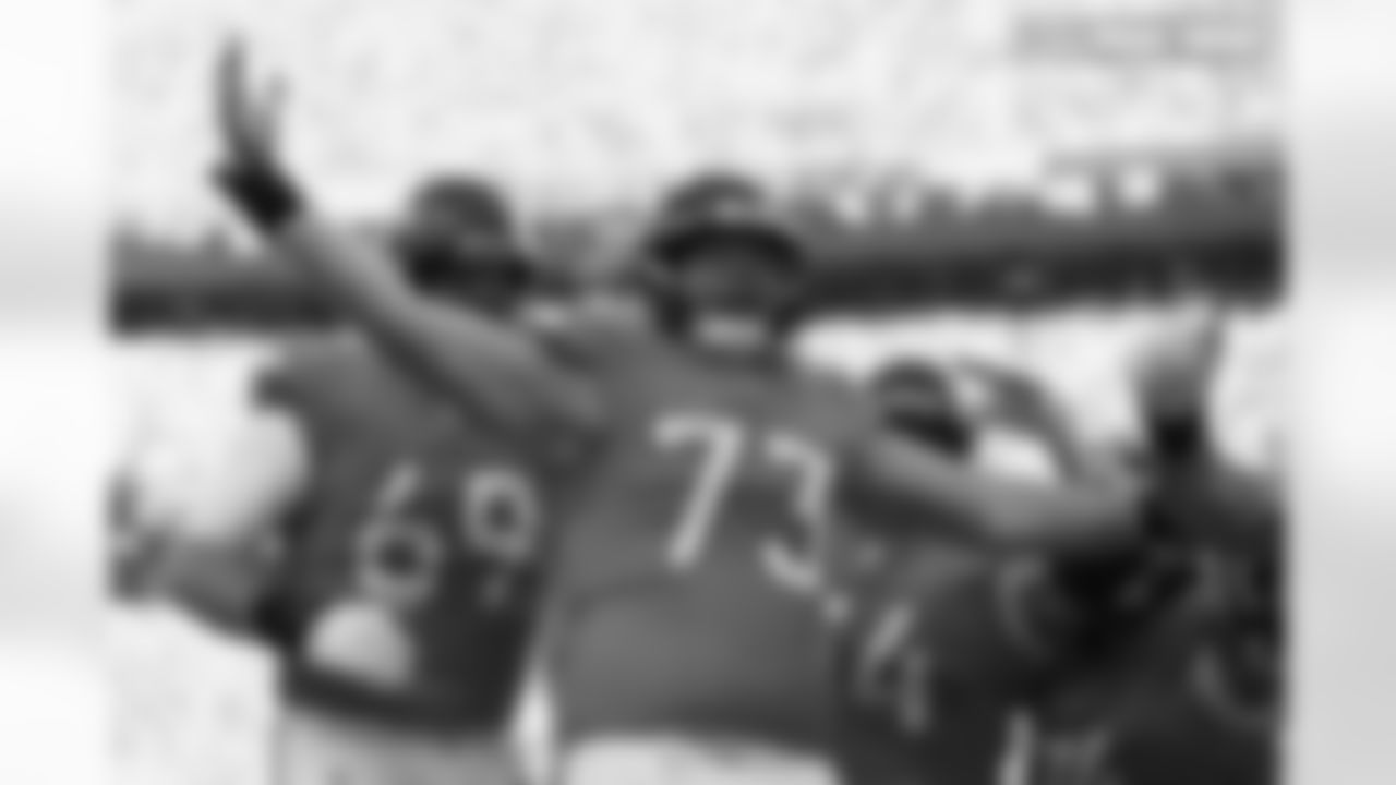 Frank Crum (73) during the Broncos' Divisional Round playoff game against the Buffalo Bills at Empower Field at Mile High in Denver, Colorado on January 17, 2026. Photo by Gabriel Christus / Denver Broncos