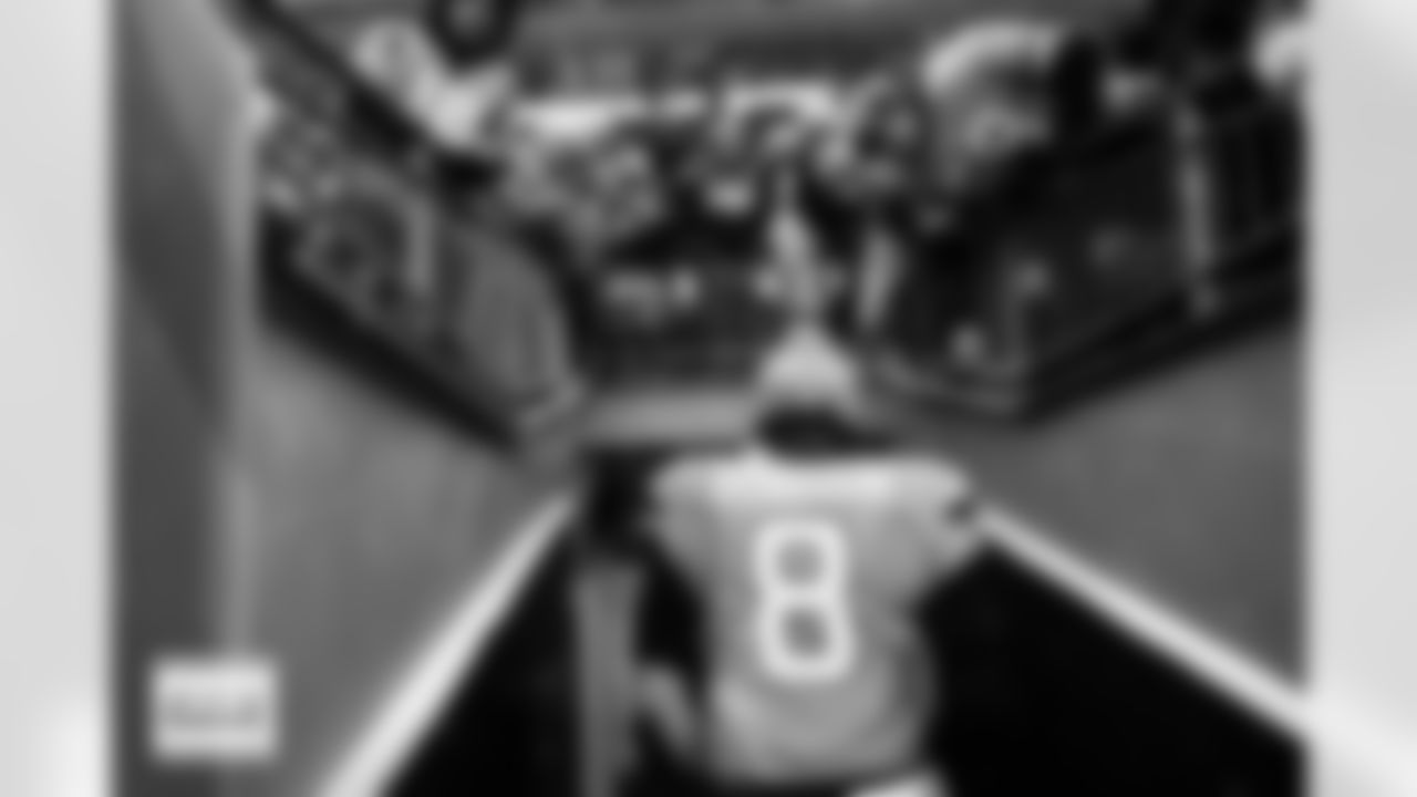 Denver Broncos quarterback Jarrett Stidham (8) walks off the field after the AFC Championship Game between the Denver Broncos and New England Patriots at Empower Field at Mile High in Denver, Colorado on January 25, 2026. Photo by Gabriel Christus / Denver Broncos