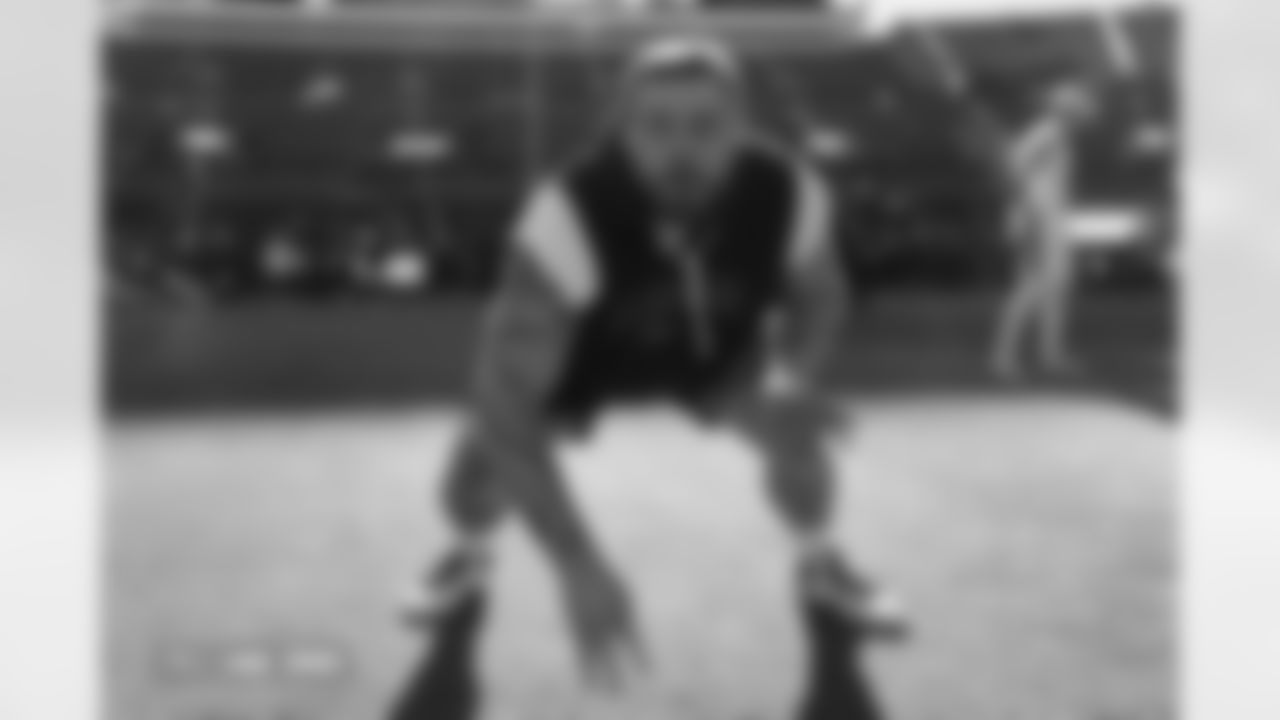 Quinn Meinerz before the Broncos' Week 15 game against the Green Bay Packers at Empower Field at Mile High in Denver, Colorado on December 14, 2025. Photo by Gabriel Christus / Denver Broncos