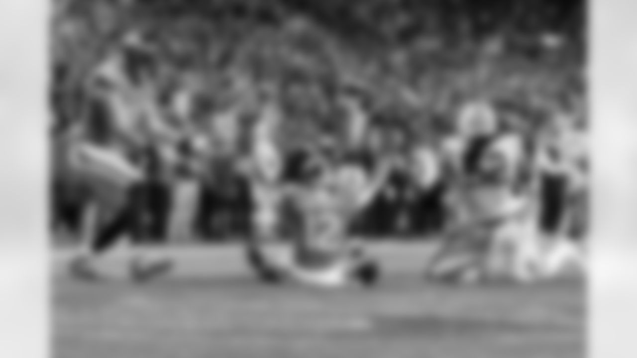 Denver Broncos running back RJ Harvey (12) celebrates a touchdown run during the Broncos' Week 15 game against the Green Bay Packers at Empower Field at Mile High in Denver, Colorado on December 14, 2025. Photo by Gavin Liddell / Denver Broncos