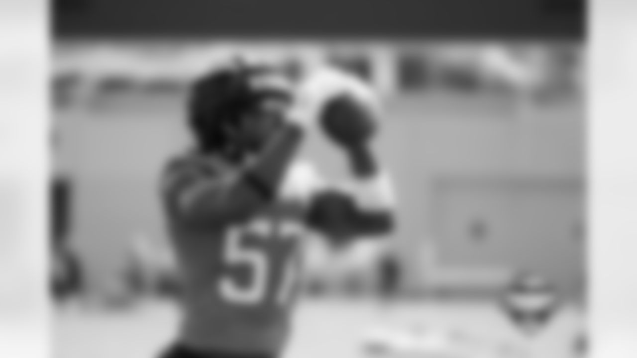 Dre Greenlaw during a training camp practice at Broncos Park Powered by CommonSpirit on Friday, July 25, 2025 in Englewood, Colorado.
Photo by Gabriel Christus / Denver Broncos