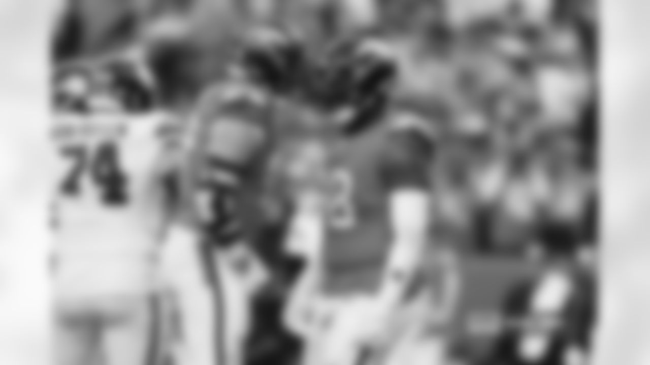 Zach Allen and John Franklin-Myers during the Broncos' Week 7 game against the New York Giants at Empower Field at Mile High in Denver, Colorado on October 19, 2025. Photo by Ben Swanson / Denver Broncos