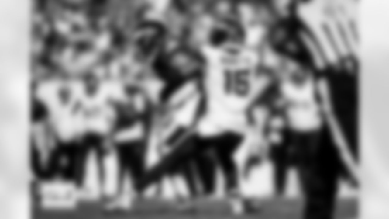 Denver Broncos linebacker Nik Bonitto (15) sacks Philadelphia Eagles quarterback Jalen Hurts (1) during the Broncos' Week 5 game against the Philadelphia Eagles at Lincoln Financial Field in Philadelphia, Pennsylvania on October 5, 2025. Photo by Ben Swanson / Denver Broncos