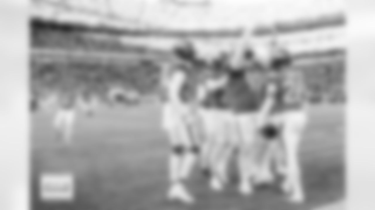 Denver Broncos safety Devon Key (26) celebrates with his teammates after a fumble recovery during the Broncos' Divisional Round playoff game against the Buffalo Bills at Empower Field at Mile High in Denver, Colorado on January 17, 2026. Photo by Gabriel Christus / Denver Broncos