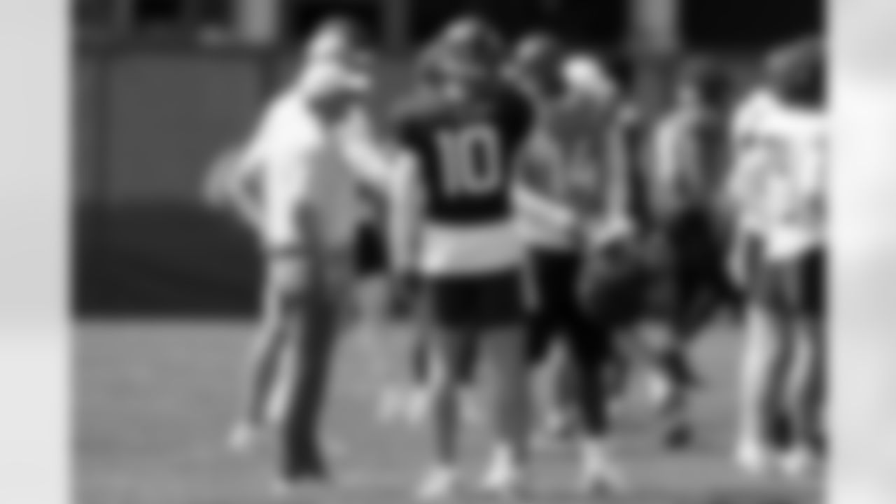 Greg Penner, Bo Nix and Courtland Sutton during practice on Wednesday, August 27, 2025 at Broncos Park Powered by CommonSpirit in Englewood, Colorado.
Photo by Gabriel Christus / Denver Broncos