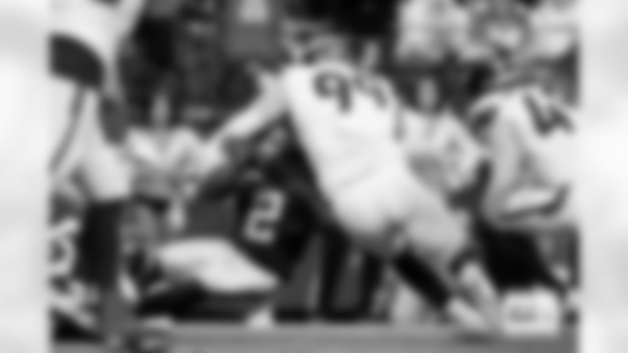 Denver Broncos defensive end Zach Allen (99) tackles Las Vegas Raiders running back Ashton Jeanty (2) during the Broncos' Week 14 game against the Las Vegas Raiders at Allegiant Stadium in Las Vegas, Nevada on December 7, 2025. Photo by Gabriel Christus / Denver Broncos