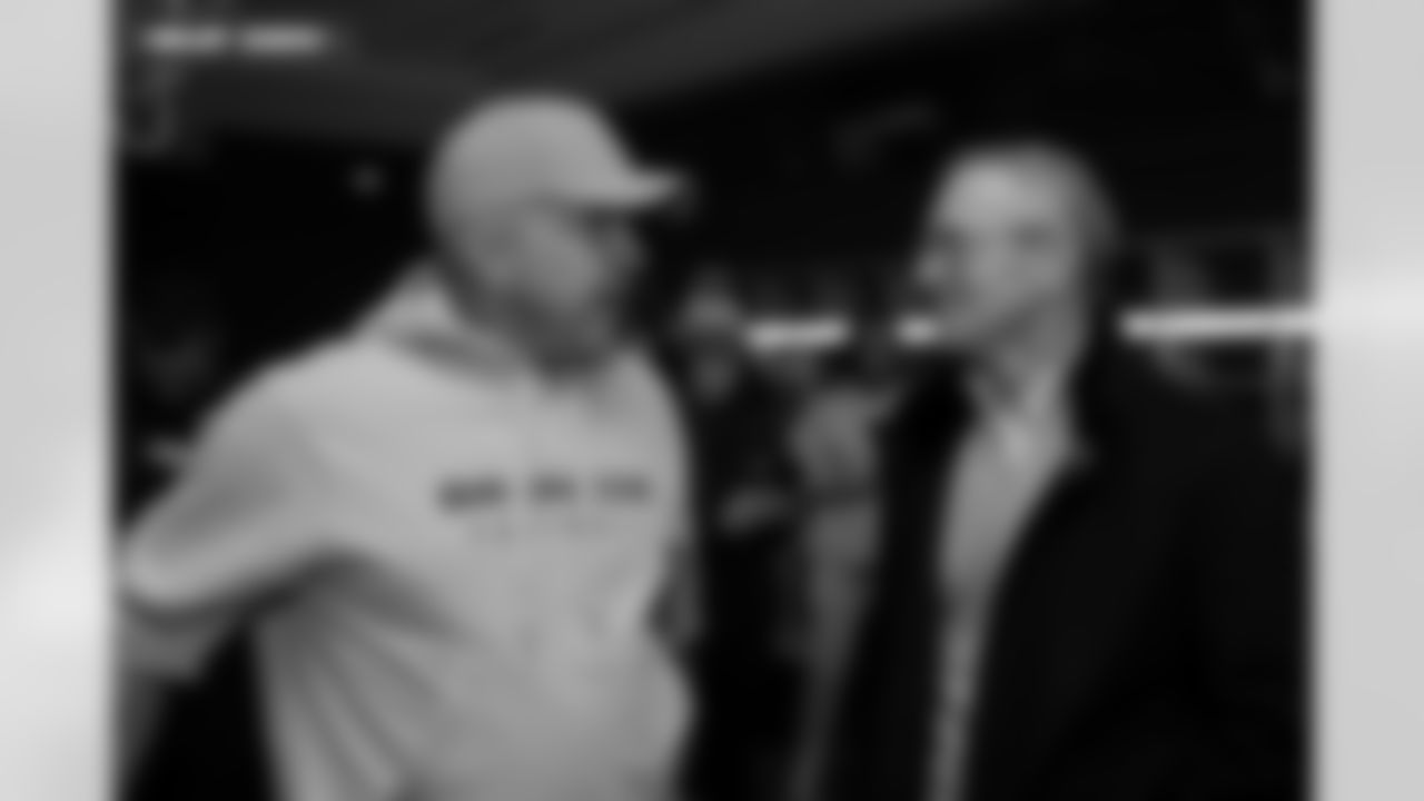 Sean Payton and Greg Penner during the Broncos' Divisional Round playoff game against the Buffalo Bills at Empower Field at Mile High in Denver, Colorado on January 17, 2026. Photo by Gabriel Christus / Denver Broncos