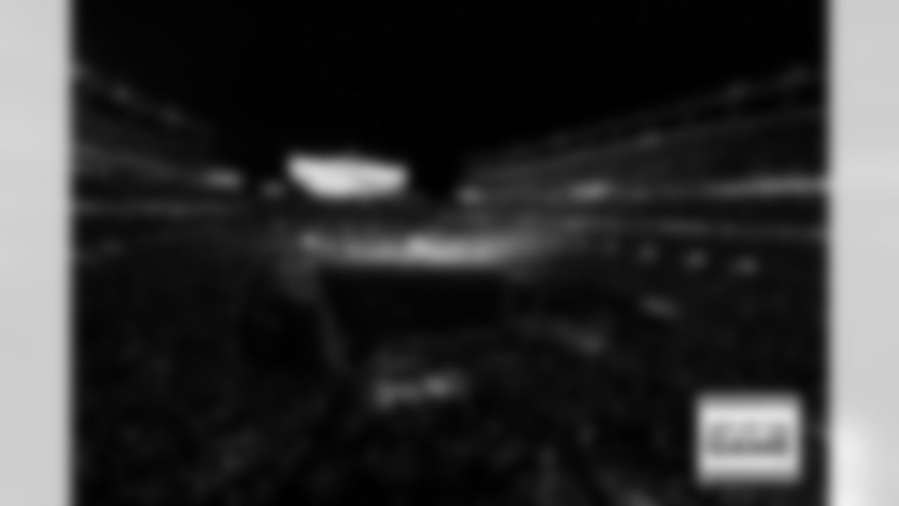 A wide overhead view of the light show before the Broncos' Week 11 game against the Minnesota Vikings at Empower Field at Mile High in Denver, Colorado on November 19, 2023. Photo by Gabriel Christus / Denver Broncos