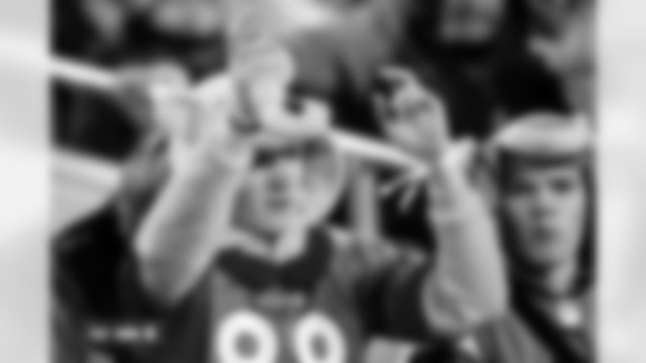 Fans dressed up in Winnie The Pooh costumes during the Broncos' Week 10 game against the Las Vegas Raiders at Empower Field at Mile High in Denver, Colorado on November 6, 2025. Photo by Ben Swanson / Denver Broncos