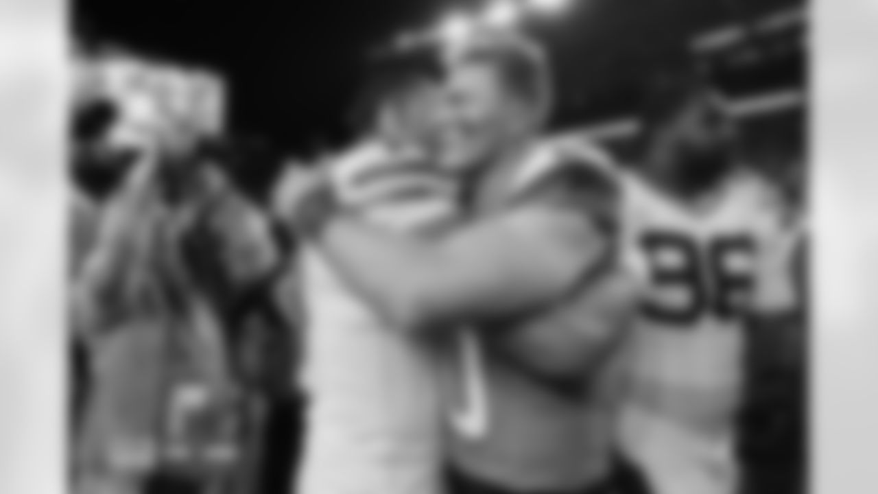 Jordan Love and Bo Nix (10) during the Broncos' Week 15 game against the Green Bay Packers at Empower Field at Mile High in Denver, Colorado on December 14, 2025. Photo by Gabriel Christus / Denver Broncos