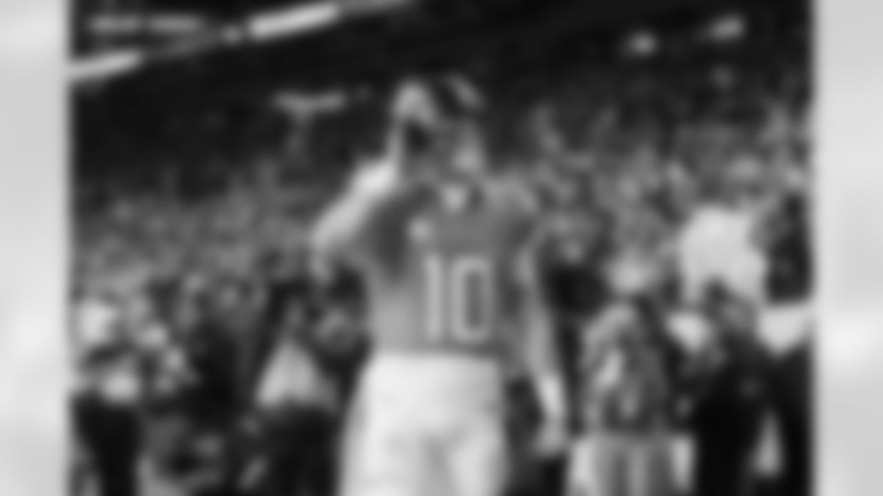 Bo Nix during the Broncos' Divisional Round playoff game against the Buffalo Bills at Empower Field at Mile High in Denver, Colorado on January 17, 2026. Photo by Gavin Liddell / Denver Broncos