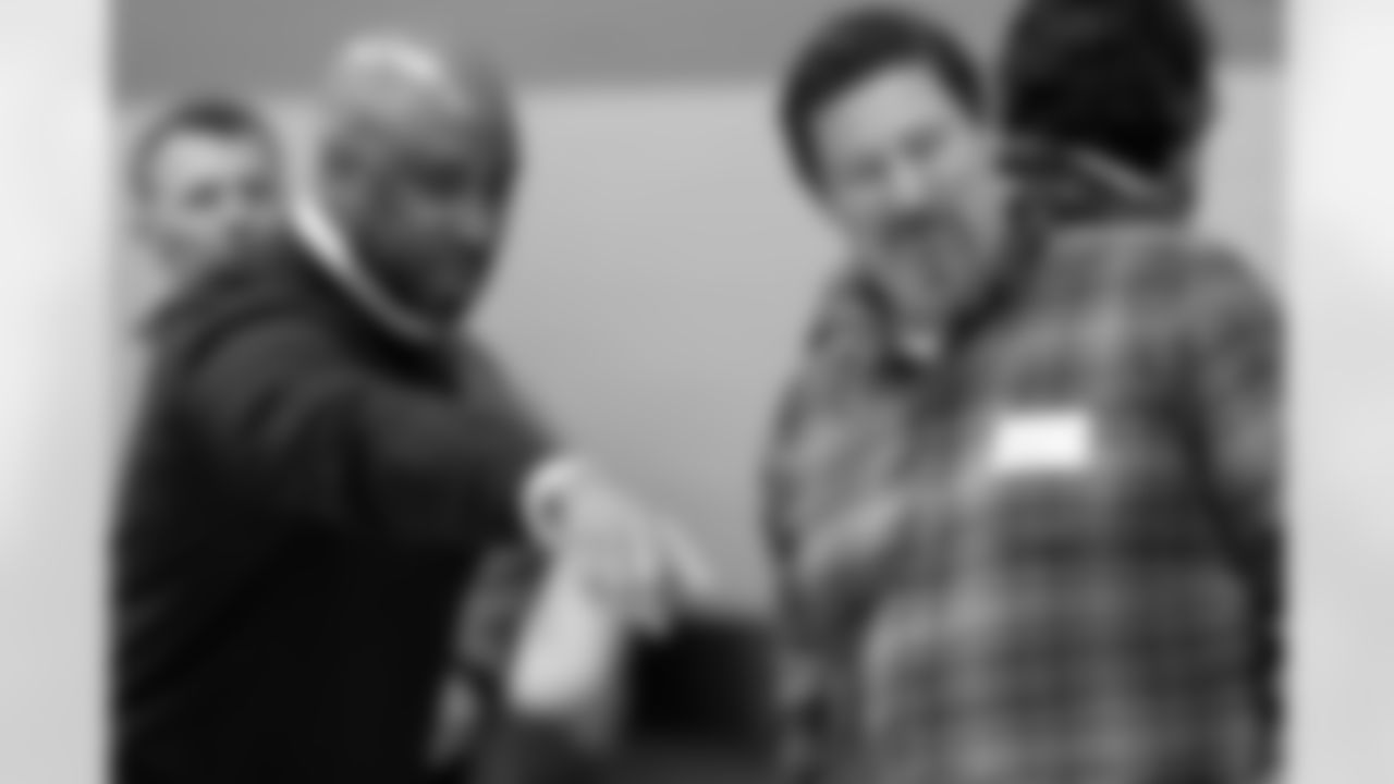 Damani Leech speaks with a community member during a community information meeting to inform and request input from the community on Thursday, February 12, 2026 at La Alma Recreation Center in Denver, Colorado.
Photo by Gabriel Christus / Denver Broncos