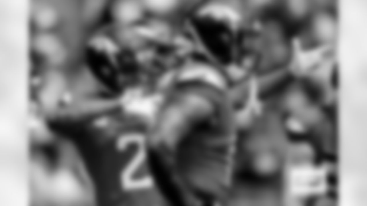 Denver Broncos cornerback Pat Surtain II (2) celebrates after a play during the Broncos' Week 3 game against the Tampa Bay Buccaneers at Raymond James Stadium in Tampa, Florida on September 22, 2024. Photo by Ben Swanson / Denver Broncos
