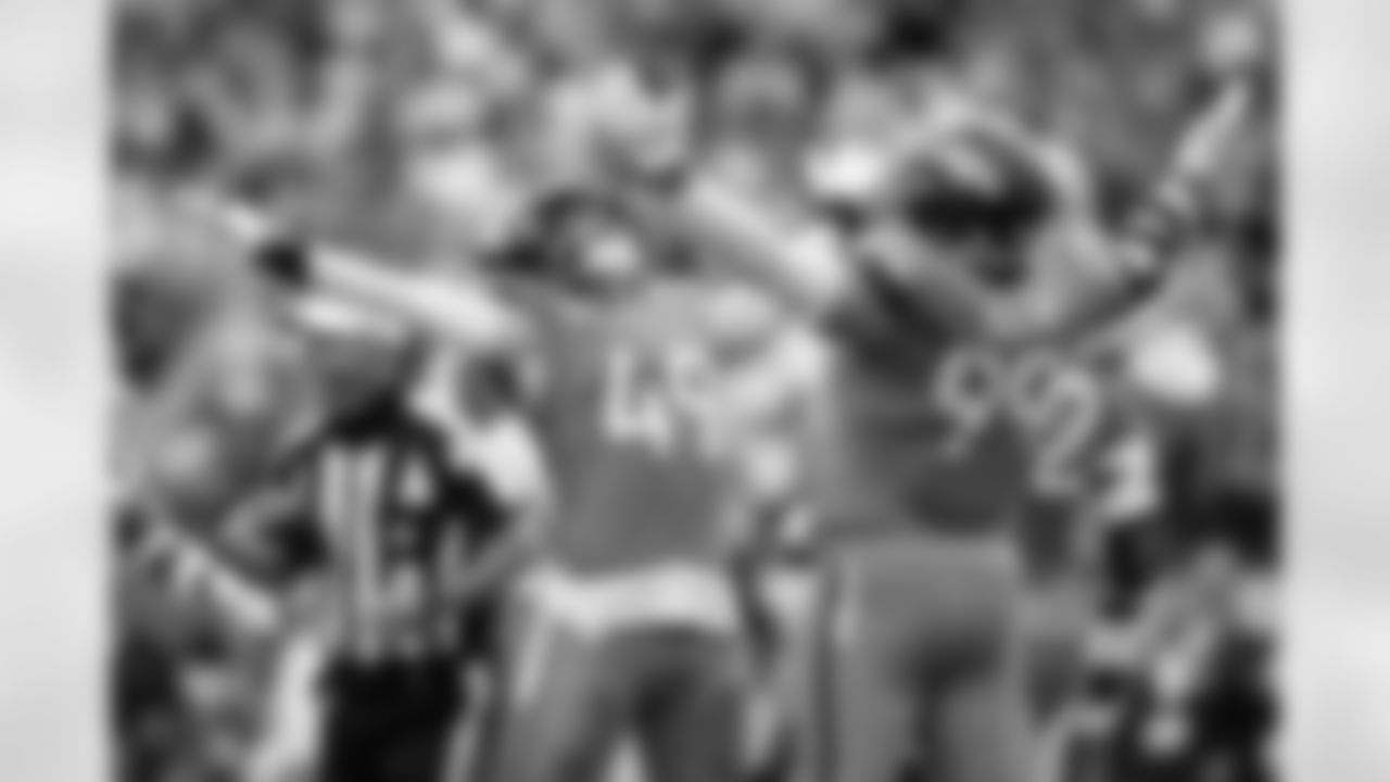 Denver Broncos linebacker Alex Singleton (49) and defensive end Zach Allen (99) celebrate after a sack during the Broncos' Week 1 game against the Tennessee Titans at Empower Field at Mile High in Denver, Colorado on September 7, 2025. Photo by Ben Swanson / Denver Broncos