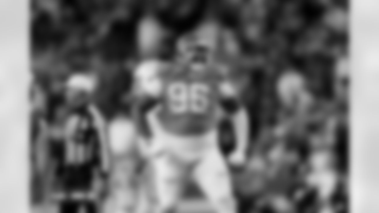 Eyioma Uwazurike (96) during the Broncos' Week 18 game against the Los Angeles Chargers at Empower Field at Mile High in Denver, Colorado on January 4, 2026. Photo by Gabriel Christus / Denver Broncos