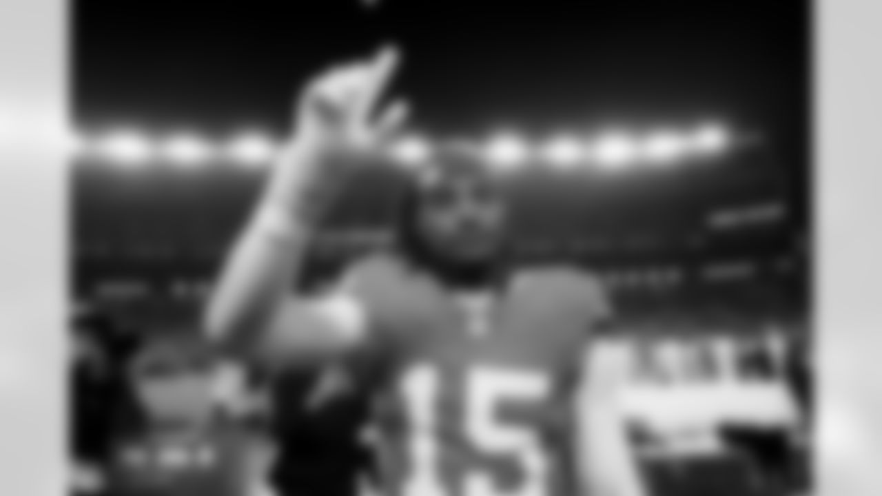 Nik Bonitto (15) after the Broncos' Week 10 game against the Las Vegas Raiders at Empower Field at Mile High in Denver, Colorado on November 6, 2025. Photo by Ben Swanson / Denver Broncos