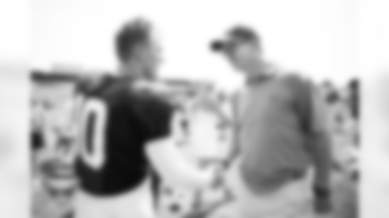 Bo Nix and Peyton Manning during a joint training camp practice with the Arizona Cardinals at Broncos Park Powered by CommonSpirit on August 14, 2025 in Englewood, Colorado. Photo by Ben Swanson / Denver Broncos