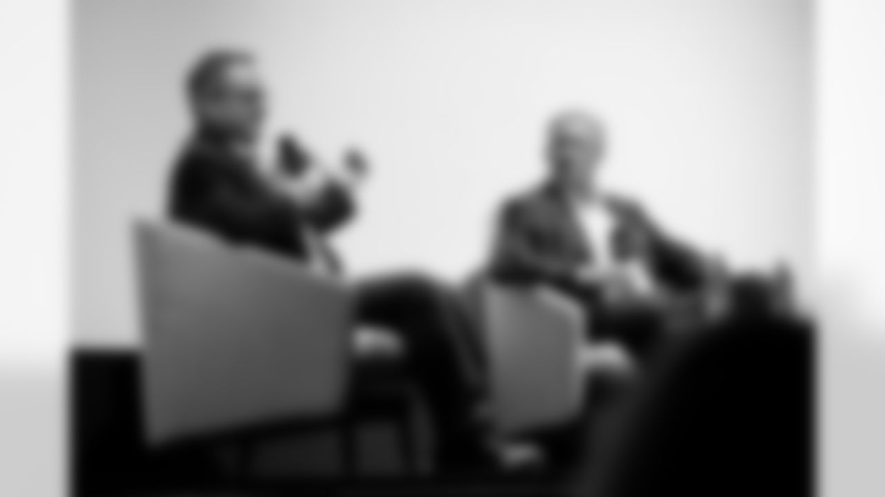 John Elway and director Ken Rodgers take part in a Q&A at the movie premiere for the Netflix documentary "Elway" at the Ellie Caulkins Opera House in Denver, Colorado on November 8, 2025. Photo by Ben Swanson / Denver Broncos