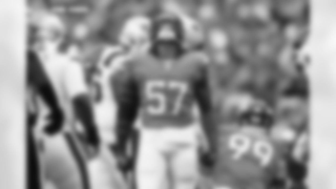 Dre Greenlaw (57) during the AFC Championship Game between the Denver Broncos and New England Patriots at Empower Field at Mile High in Denver, Colorado on January 25, 2026. Photo by Ben Swanson / Denver Broncos