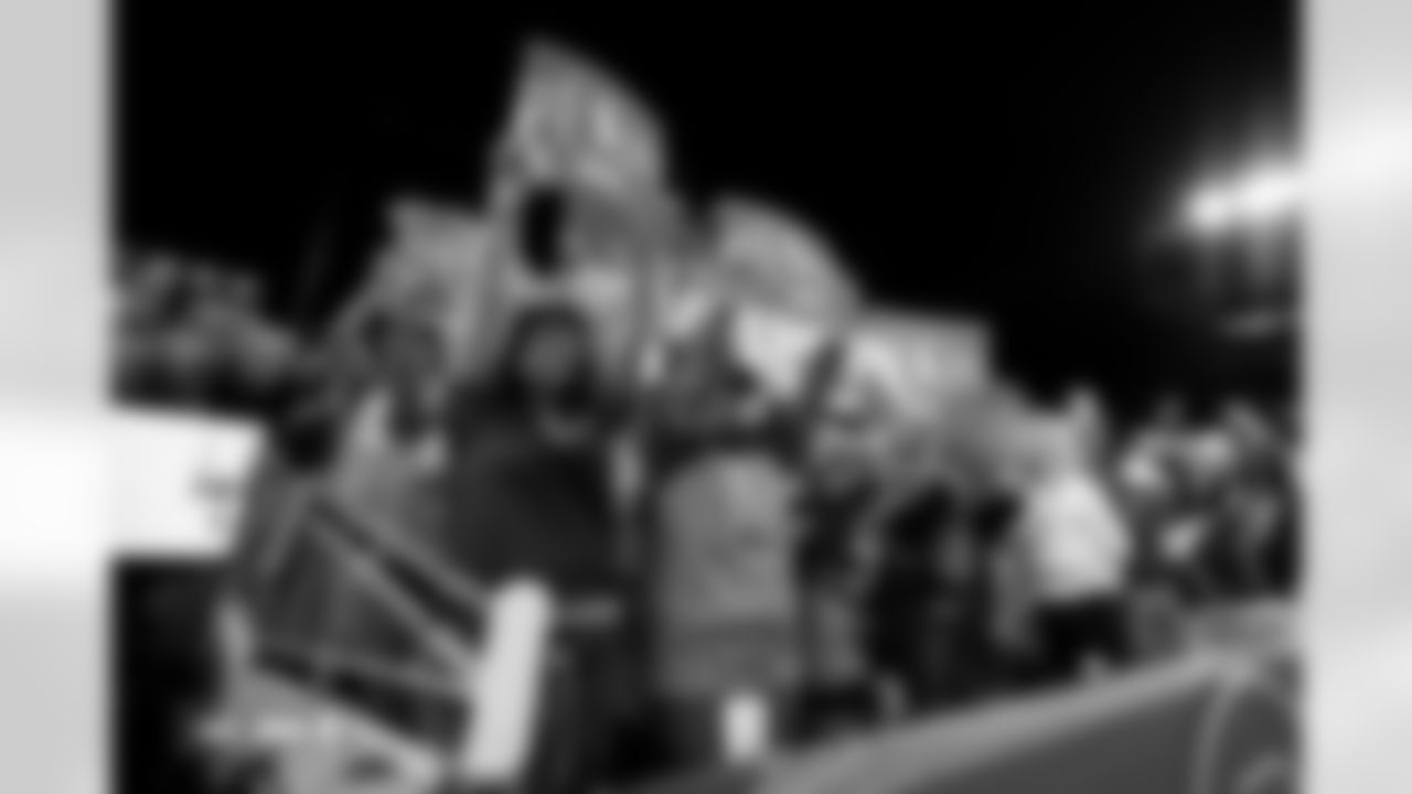 Fans take part in the pregame rally moment before the Broncos' Week 10 game against the Las Vegas Raiders at Empower Field at Mile High in Denver, Colorado on November 6, 2025. Photo by Ben Swanson / Denver Broncos