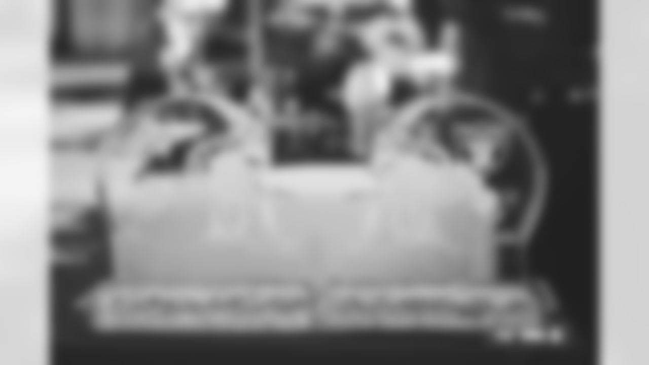 Denver Broncos and Las Vegas Raiders ice sculptures photographed on film during the Broncos' Week 10 game against the Las Vegas Raiders at Empower Field at Mile High in Denver, Colorado on November 7, 2025. Photo by Gabriel Christus / Denver Broncos