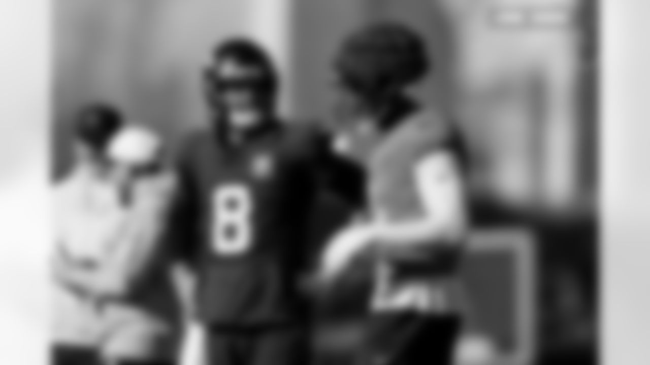 Jarrett Stidham and Courtland Sutton during practice on Wednesday, January 21, 2026 at Broncos Park Powered by CommonSpirit in Englewood, Colorado.
Photo by Gabriel Christus / Denver Broncos