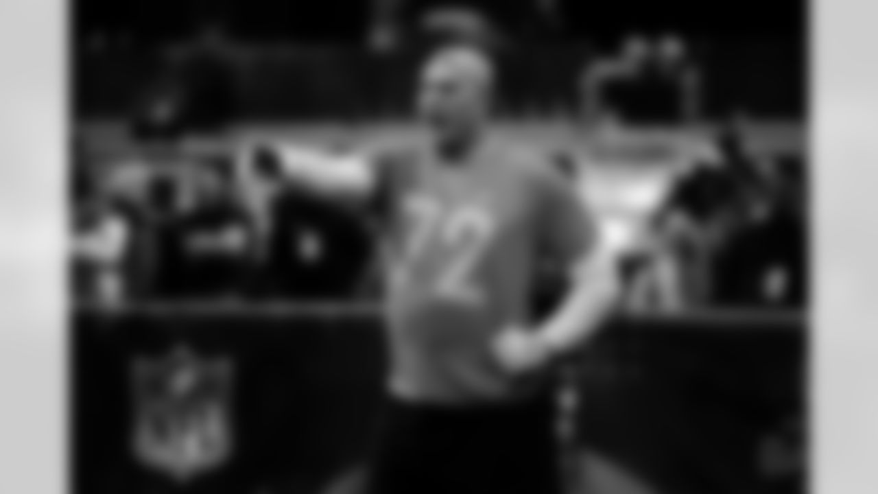 Denver Broncos offensive tackle Garett Bolles (72) gestures during the 2026 Pro Bowl Skills Challenge on Monday, February 2, 2026 in San Francisco. (Kara Durrette/NFL)