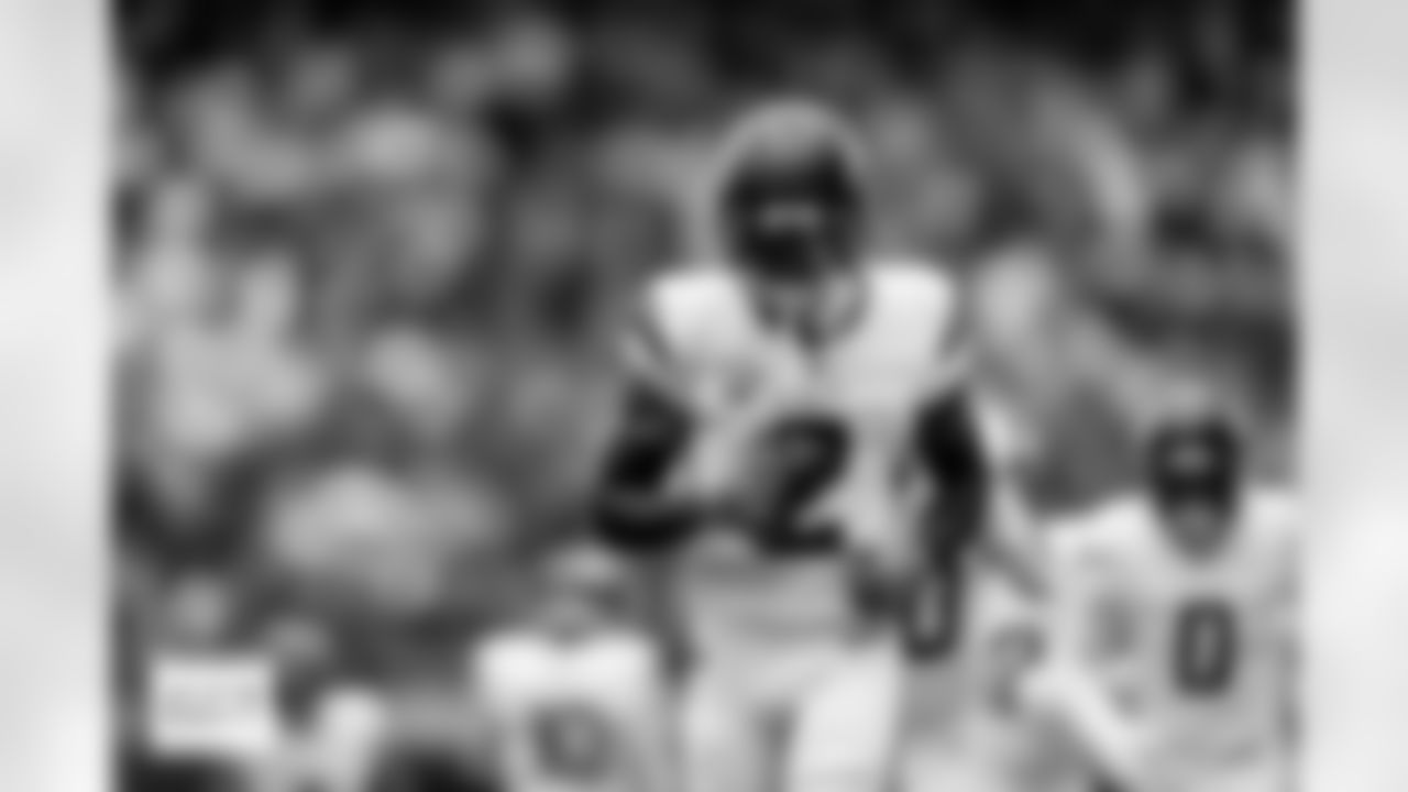 Denver Broncos cornerback Pat Surtain II (2) runs before the Broncos' Week 14 game against the Las Vegas Raiders at Allegiant Stadium in Las Vegas, Nevada on December 7, 2025. Photo by Gabriel Christus / Denver Broncos