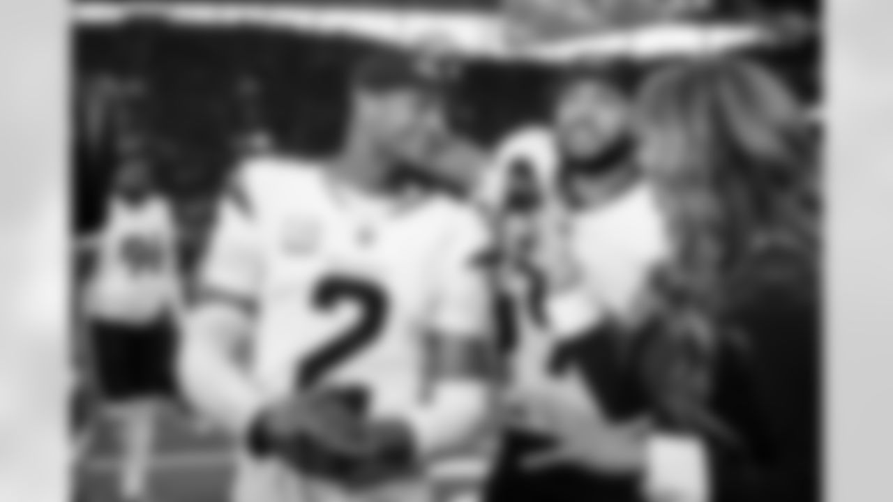 Denver Broncos cornerback Pat Surtain II (2) and safety Talanoa Hufanga (9) after the Broncos' Week 6 game against the New York Jets at Tottenham Hotspur Stadium in London, England on October 12, 2025. Photo by Ben Swanson / Denver Broncos