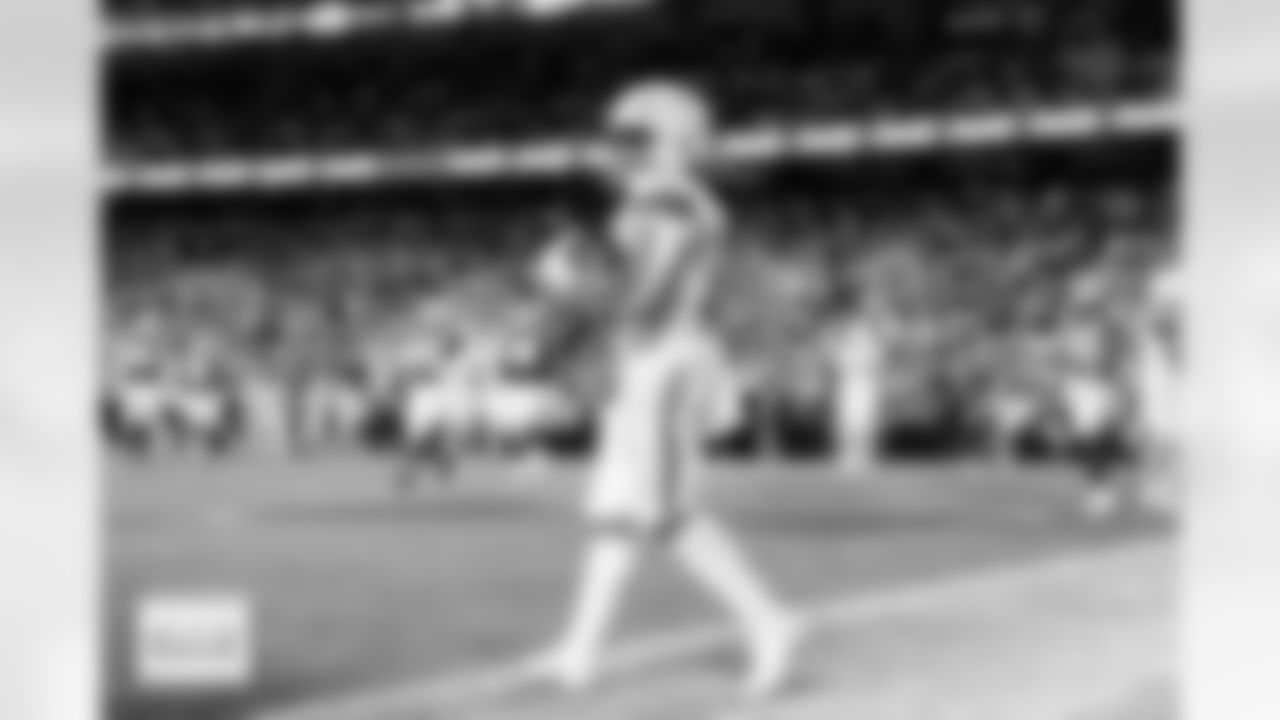 Denver Broncos running back RJ Harvey (12) reacts after catching a pass for a touchdown during the Broncos' Week 17 game against the Kansas City Chiefs at GEHA Field at Arrowhead Stadium in Kansas City, Missouri on December 25, 2025. Photo by Ben Swanson / Denver Broncos