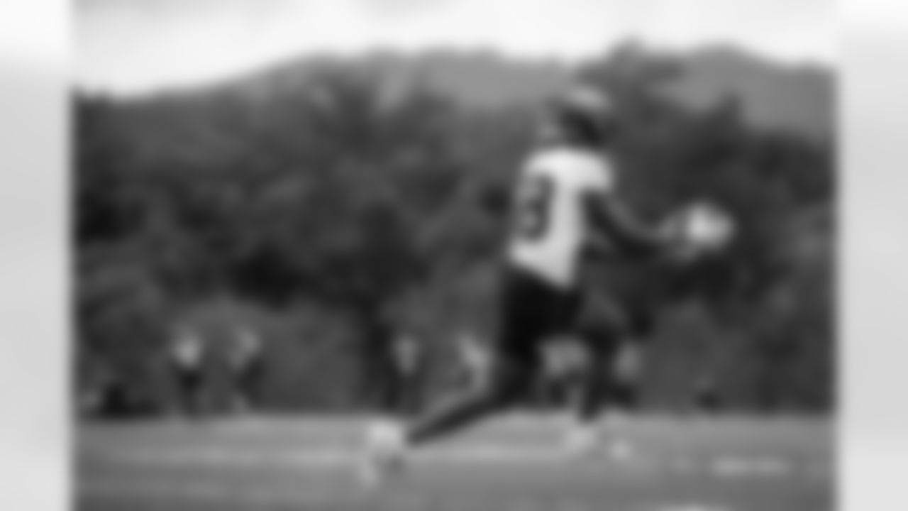 Jaleel McLaughlin during practice at The Greenbrier in White Sulphur Springs, West Virginia on September 26, 2024. Photo by Ben Swanson / Denver Broncos